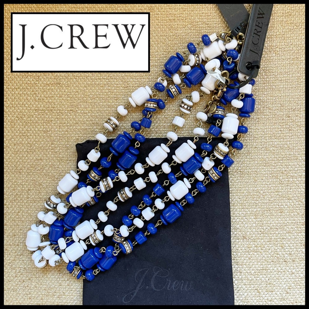 J.Crew Pair of 17" Strands Royal Blue/White Beads